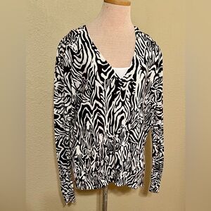 Lilly Pulitzer Eleni Zebra Print sweater-Brazilian brown and cream size M